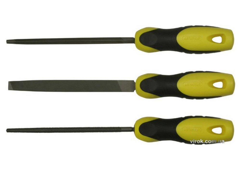 Набір рашпилів STANLEY : плоский, півкруглий, круглий, L= 200 мм, з драчовою насічкою, 3 шт Одеса - фото 1