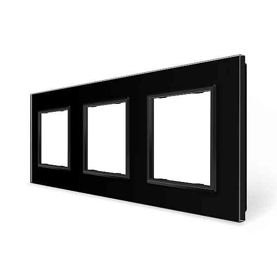LIVOLO Рамка 3-постова LIVOLO, загартоване скло, чорна матова, 223×80 мм (VL-P7E/E/E-6BS06) Коломия