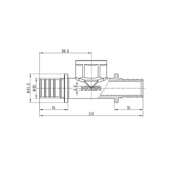 Тройник переходный с ВР Koer KA.T25-08F-25 - 25(3.5mm) x 3/4