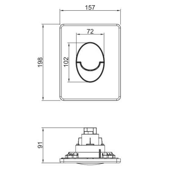 Панель змиву пластикова Koer KT-0606-07 157x198x3mm, кнопка закруглена (колір графіт) (KR5712) Київ