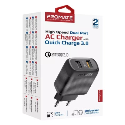 Зарядное устройство Promate biplug-qc3.eu-bk Винница - изображение 2