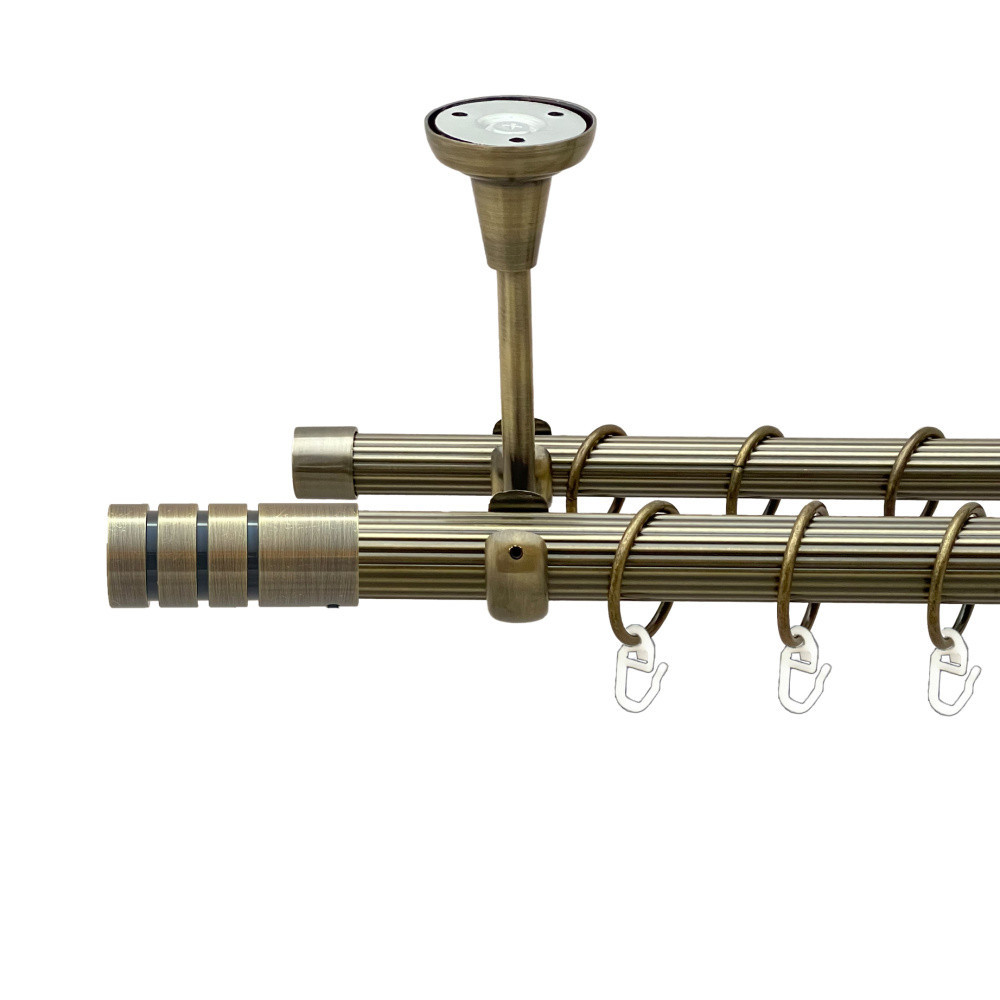 Карниз Orvit Модуло металевий дворядний відкритий до стелі рифлена труба кільце металеве Антик 25\19 мм 240 см (00-00025722) Львів - фото 1