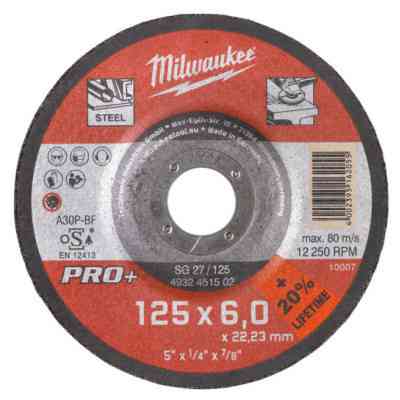 Круг зачистной Milwaukee по металу, SG 27/125х6 PRO+, 125 мм (4932451502) Винница