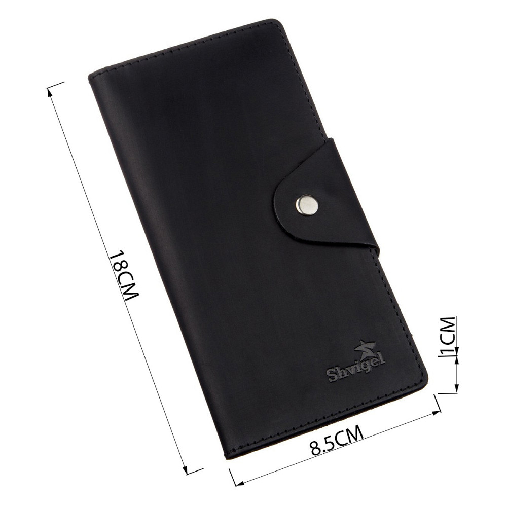 Бумажник мужской вертикальный из винтажной кожи на кнопках SHVIGEL 16182 Черный Киев - изображение 3