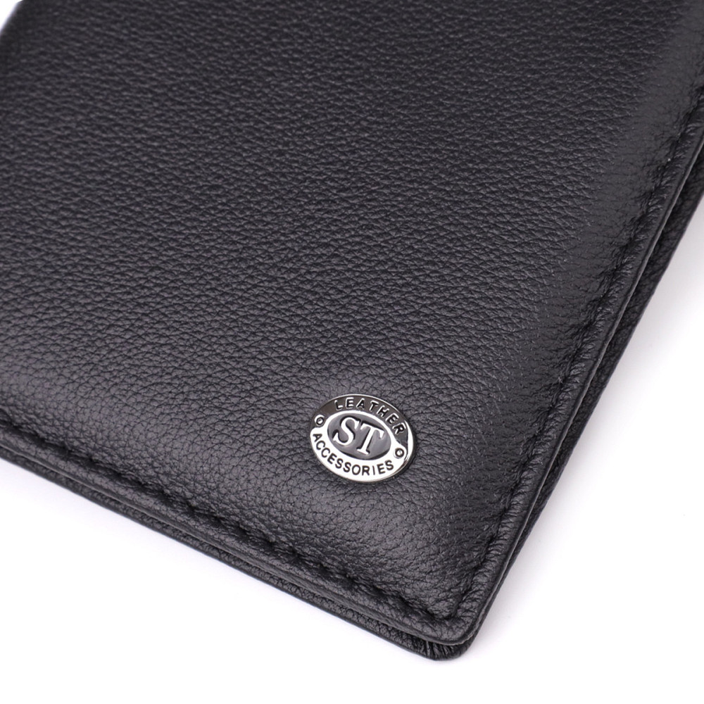 Стильная обложка на паспорт универсального формата из натуральной кожи ST Leather 23078 Черный Киев - изображение 7