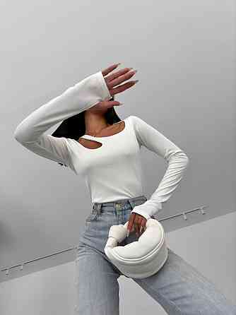 Жіночий стильний топ із вирізом мікродайвінг Молочний, 44/46 Одеса