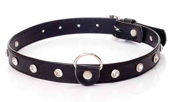 Нашийник зі штучної шкіри з кристалами Fetish Boss Series - Collar Silver Crystal, BS3300117 Sex Aura Київ