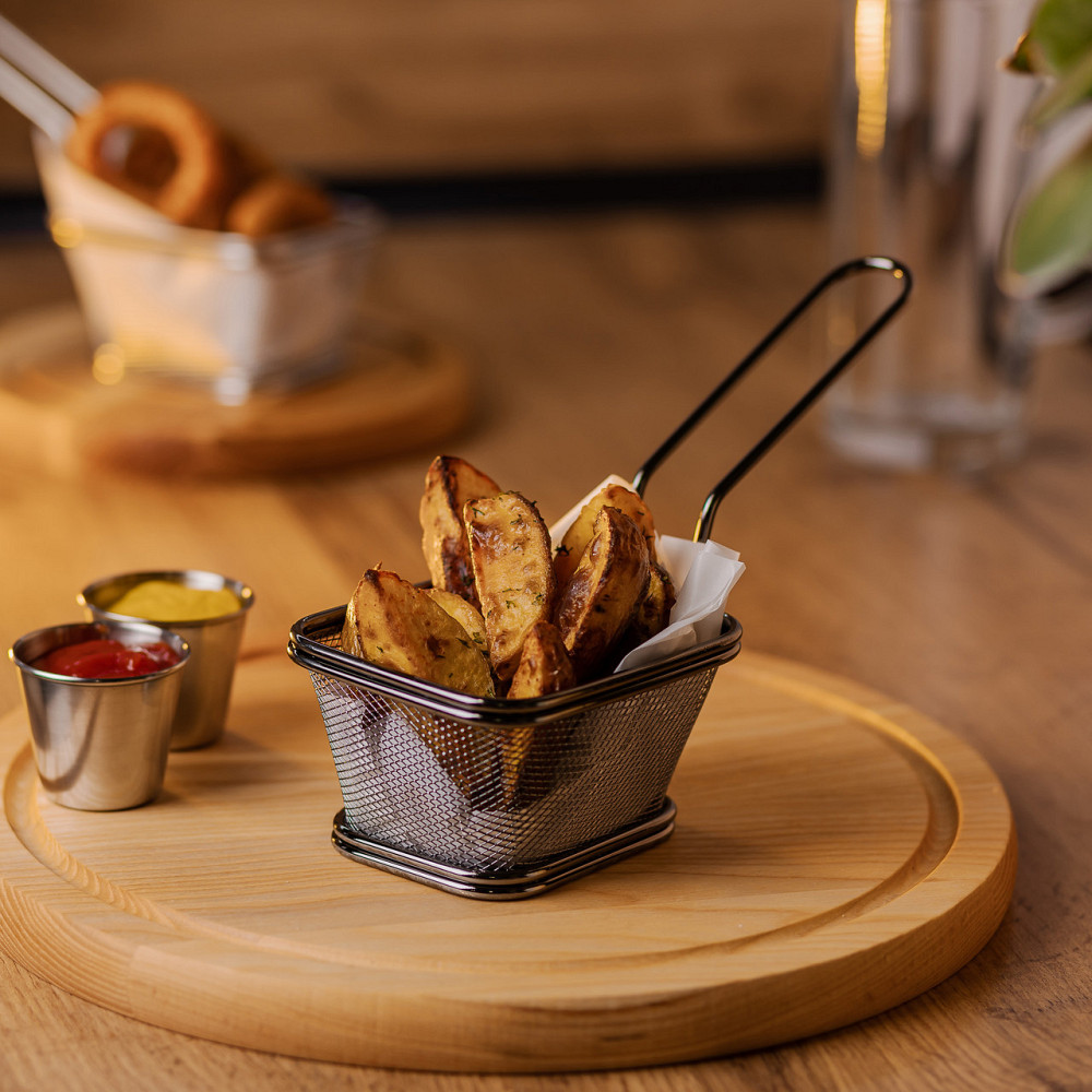 Корзина сервировочная для подачи картофеля фри и снеков 10.5×9×5.5 см Черная HP-19-4-S-B Киев - изображение 4