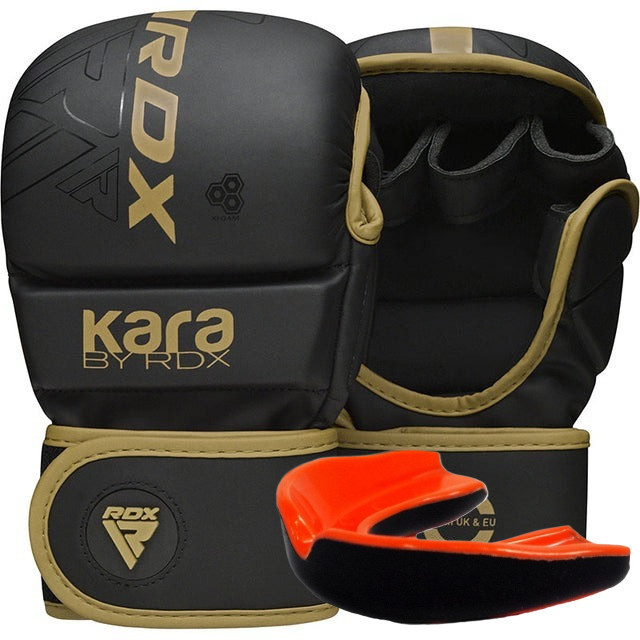 Перчатки для ММА (Греплинговые перчатки) RDX F6 KARA Matte Golden Plus L/XL (капа в комплекте) Киев - изображение 3