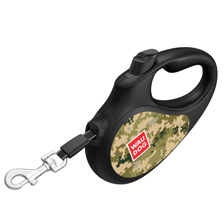 Повідець-рулетка для собак WAUDOG R-leash, малюнок "Мілітарі", M, до 25 кг, 5 м, світловідбиваю Коломия - фото 2