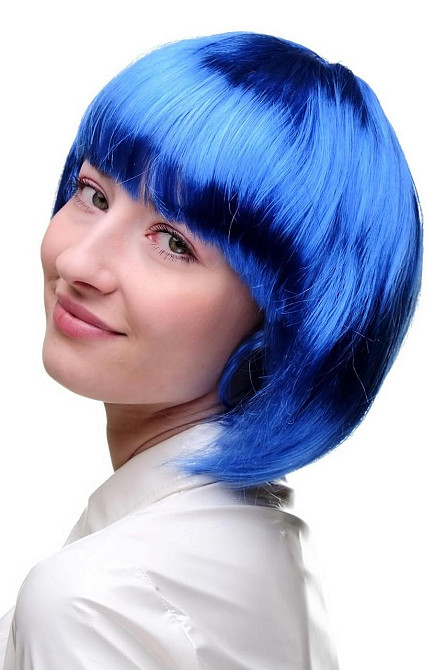 Перука жіноча синя короткий боб каре, синтетичне волосся для карнавалу, Гелловіна, вечірок косплей Синя Київ - фото 4