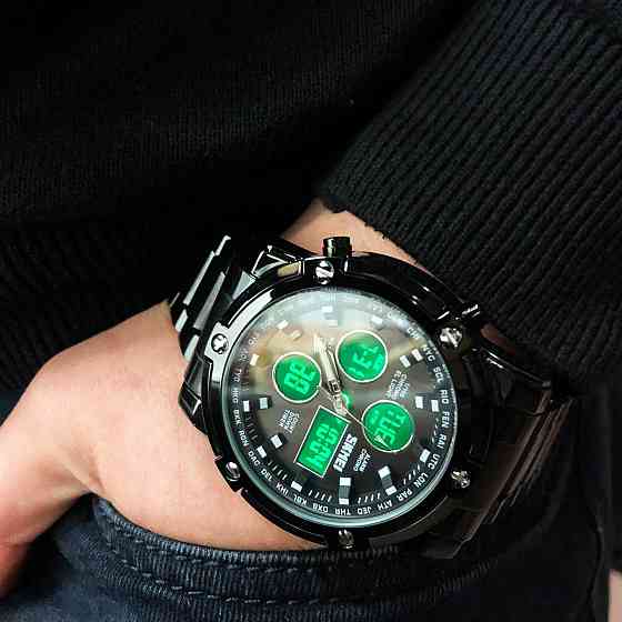Військовий годинник з батарейкою SKMEI 1389BK, Сучасний військовий годинник, Спортивний VK-229 міцний годинник Київ