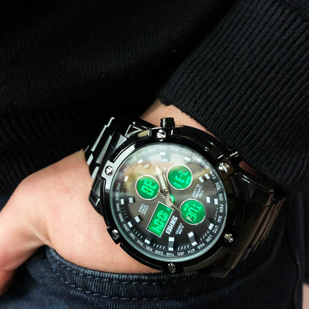Військовий годинник з батарейкою SKMEI 1389BK, Сучасний військовий годинник, Спортивний VK-229 міцний годинник Київ - фото 5