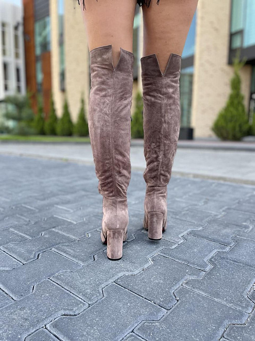 Nivelle Замшеві ботфорти жіночі зимові на підборах теплі, наповнювач євро-вовна, колір капучино Коломия - фото 10
