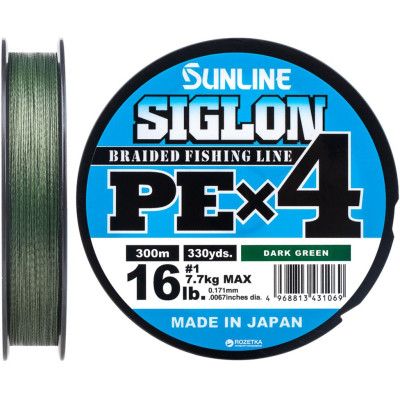 Шнур Sunline Siglon PE н4 300m 1.0/0.171mm 16lb/7.7kg Dark Green (1658.09.46) Винница - изображение 1