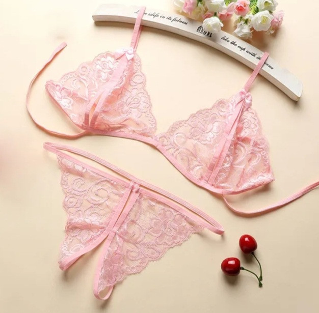 Мереживний комплект білизни жіночий 40 рожевий Київ - фото 1