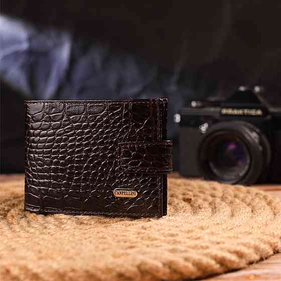 Оригінальний чоловічий гаманець із натуральної фактурної шкіри CANPELLINI 21513 Коричневий Київ