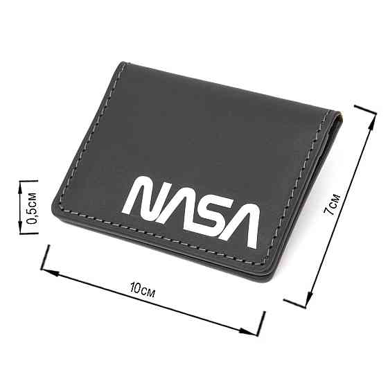 Шкіряна обкладинка для автодокументів з логотипом NASA GRANDE PELLE 11490 Чорний Київ