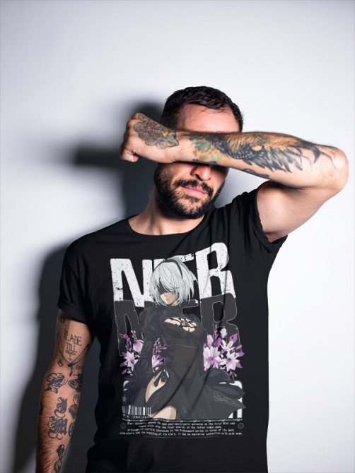 Футболка аниме Ниер Аутомата Йорха Аниме оверсайз (S/M/L) Черний AnimeJ0525 Днепр - изображение 3