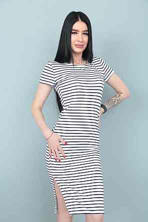 Плаття у смужку "Регіна" оптом | Розпродаж моделі 46-48, Білий (молочний) Київ