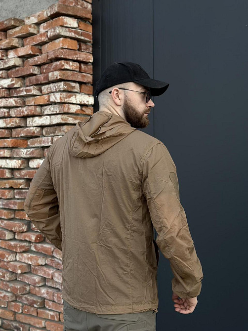 Літня тактична куртка койот для військових, з капюшоном, липучками та анатомічним кроєм Львів - фото 4