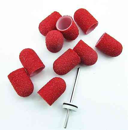 Набор Колпачки педикюрные на пластиковой основе 60 гритт красные 10 шт плюс основа под колпачок. Киев
