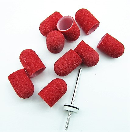 Набор Колпачки педикюрные на пластиковой основе 60 гритт красные 10 шт плюс основа под колпачок. Киев - изображение 1