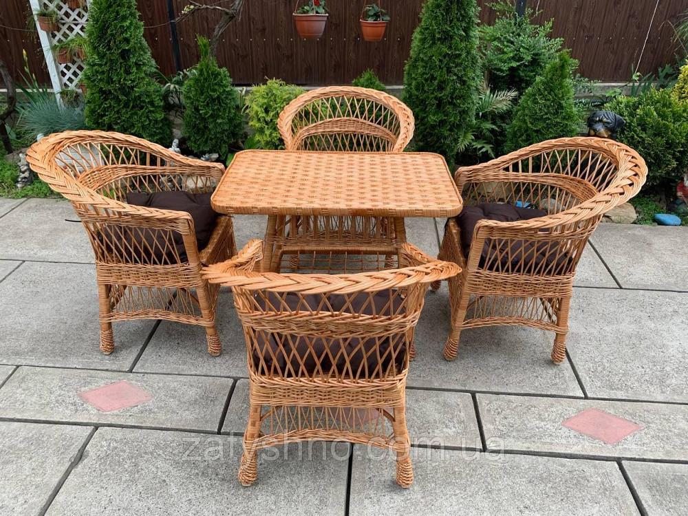 Набір меблів з лози | комплект меблів із низькою спинкою | 4 крісла та стіл плетений з лози Київ - фото 8