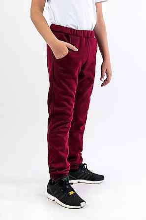 Брюки рост 110 см, теплые штаны с начесом спортивные детские и подростковые, бордовые, топ Крохатушка одяг Киев