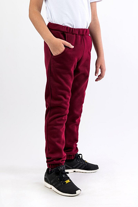 Штани зріст 110 см, теплі штани з начосом спортивні дитячі та підліткові, бордові, топ Крохатушка одяг Київ - фото 3