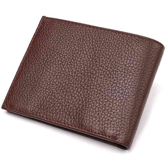 Превосходное мужское портмоне из натуральной зернистой кожи Коричневое (CANPELLINI) Киев