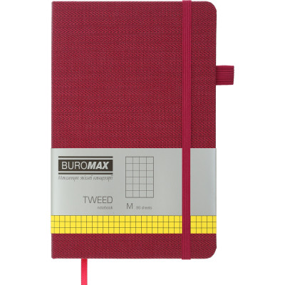 Книга записная Buromax Tweed 125x195 мм 96 листов в клетку обложка из искусственной кожи Бордовая (BM.291163-13) Винница - изображение 1