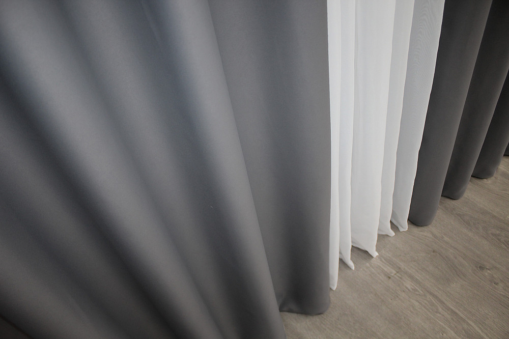 Комплект штор на люверсах VR-Textil Bagema Rvs № 1244ш Серый 150х250 см 2 шт (37-0017) Киев - изображение 7