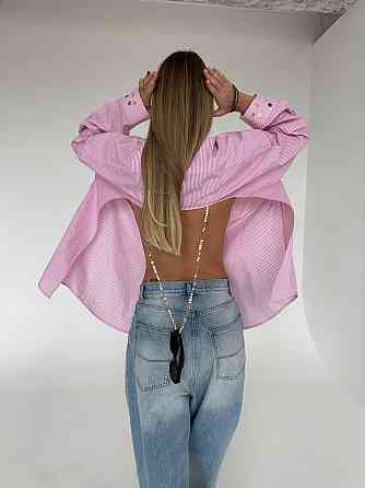 Женская стильная оверсайз рубашка с открытой спиной коттон Одесса