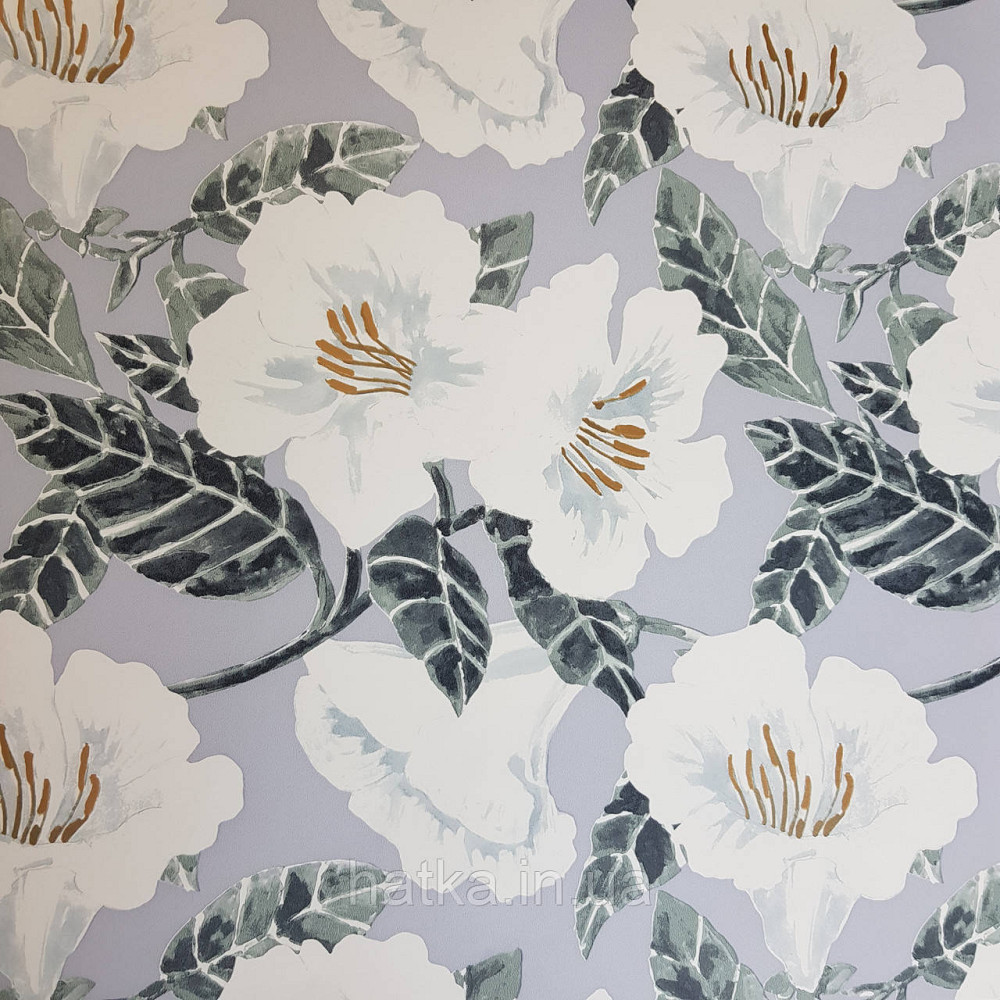 Шпалери вінілові на флізелін Caselio The Place to bed 0.53х10 м дитячі яскраві великі білі квіти на блакитному Київ - фото 3