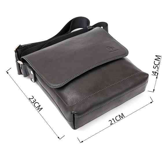 Сумка месенджер в гладкій шкірі GRANDE PELLE 11333 Чорна Київ