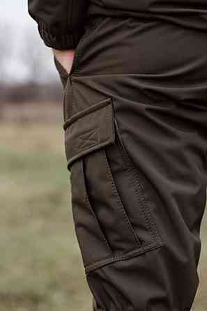 Военные зимние мужские брюки хаки Soft Shell на флисе тактические зимние брюки все размеры WAR Львов