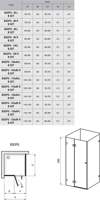 Душевая кабина BSDPS-100/80 L Хром typePARENT Киев - изображение 1