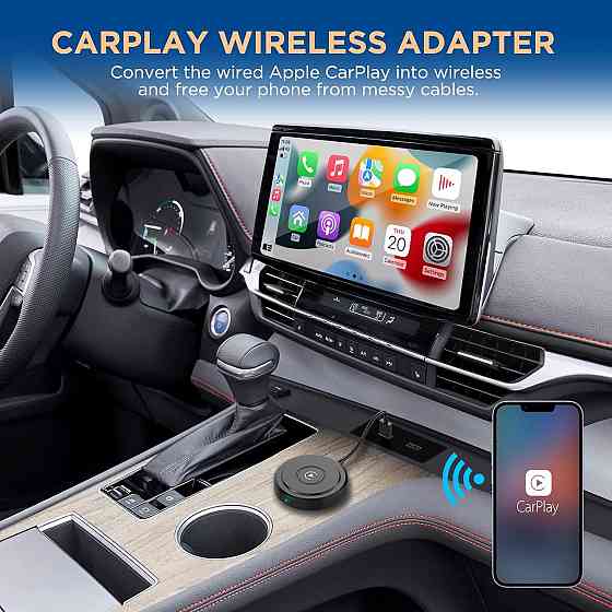 CarPlay бездротовий адаптер для iPhone з iOS 10+ Apple Plug&Play донгл для авто зі штатним карплей, перетворення дротового карплей Київ
