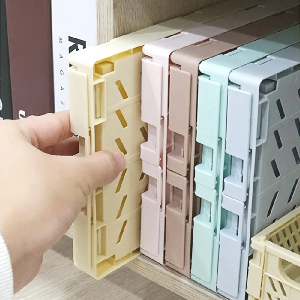 Пластиковый органайзер, складная корзина для хранения, контейнер  с ручками, 15×9.8×5.7см, цвет бежевый Каменец-Подольский - изображение 7