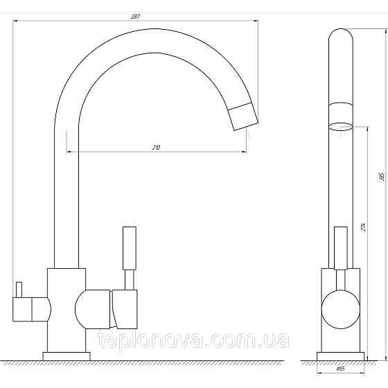 Смеситель для кухни под осмос Globus Lux LAZER GLLR-0333-11-GRAPHITE Черновцы