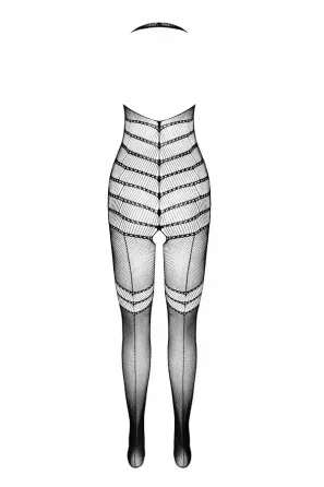 Бодістокінг з плетінням на животику Passion BS100 One Size, red, декоративний шов, з доступом Львів