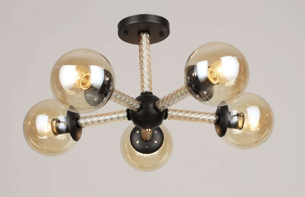 VALESO Люстра стельова на 5 плафонів VALESO Чорний + Золото K2341/5 Киев - изображение 1