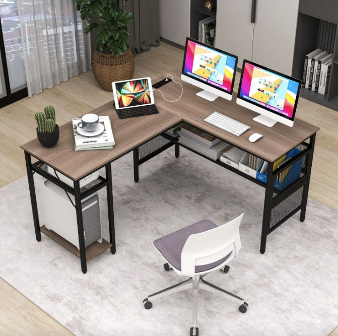 Комп'ютерний стіл Costway Hutch L-подібний з зарядним Київ - фото 3