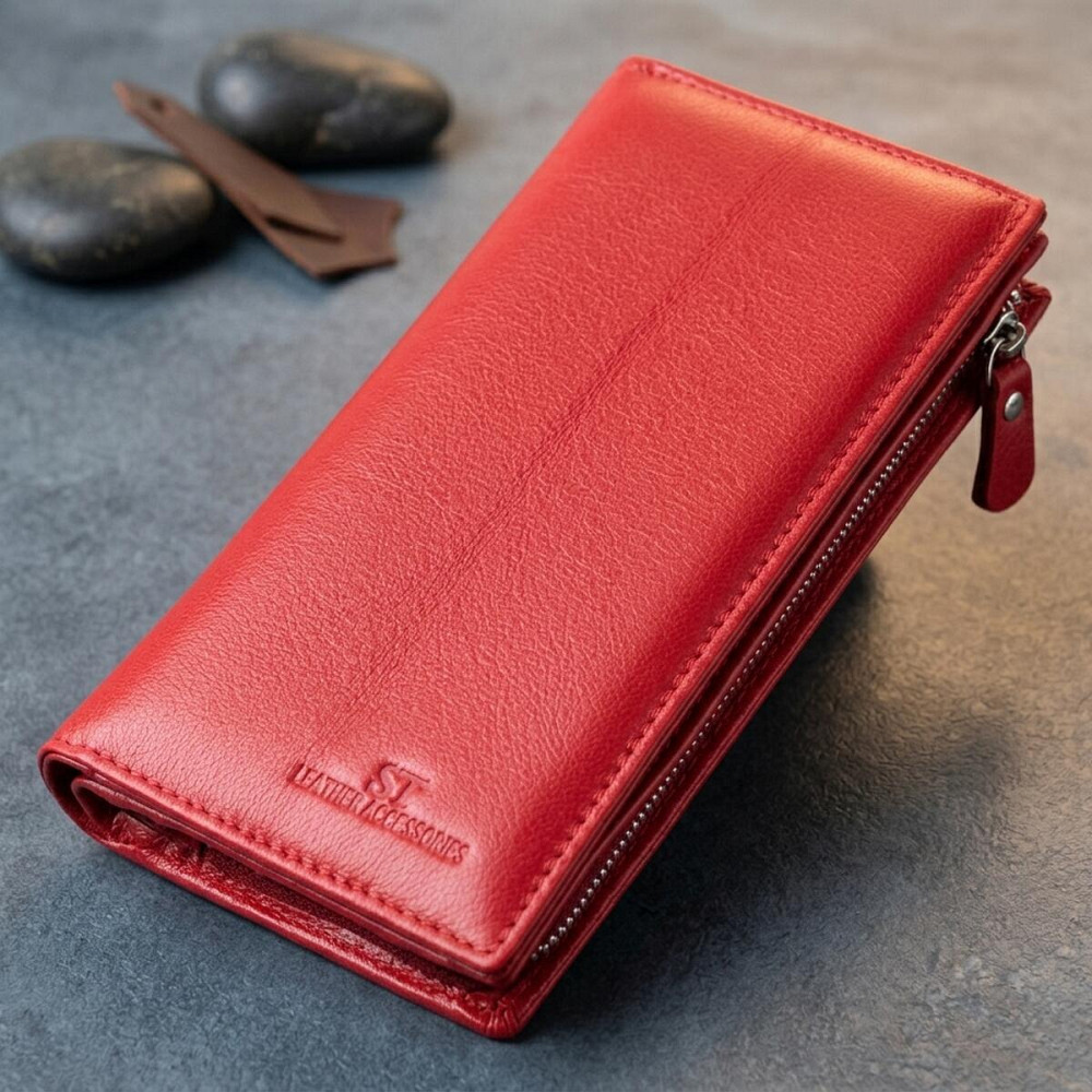 Яркий кошелек-клатч для стильных женщин из натуральной кожи ST Leather 22533 Красный Киев - изображение 11