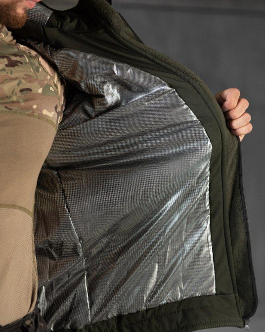 Зимняя тактическая мужская куртка Softshell софтшел теплая подкладка блестящяя OMNI-HEAT олива  M Одесса - изображение 8