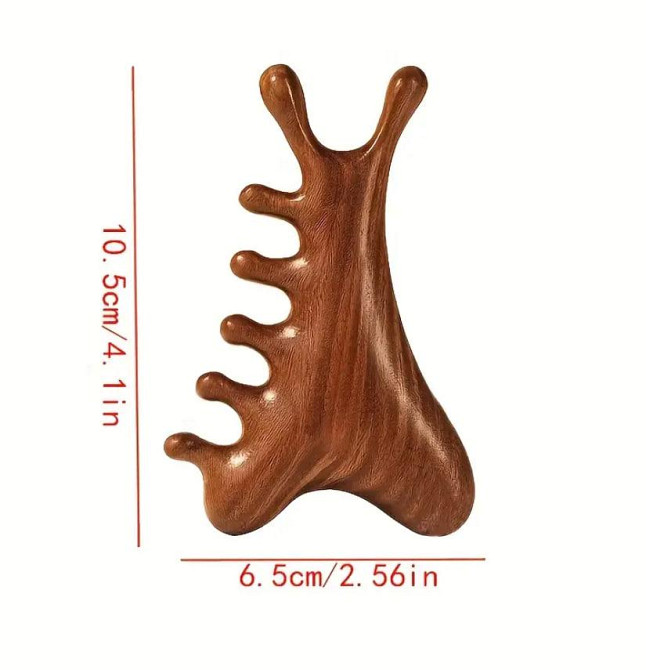 Дерев’яний масажер 4-в-1 із сандалового дерева | Гуаша‑гребінець для голови, шиї, обличчя, тіла, ант Київ - фото 3