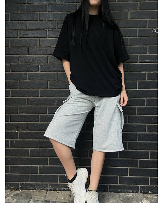 Жіночі повсякденні оверсайз шорти карго-бермуди двонитка Одеса - фото 1