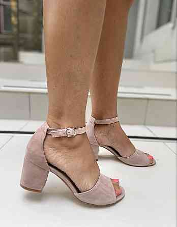 Nivelle Босоніжки жіночі пудрові з натуральної замші NIVELLE 1468/6015-6033 літні на підборах / Коломыя