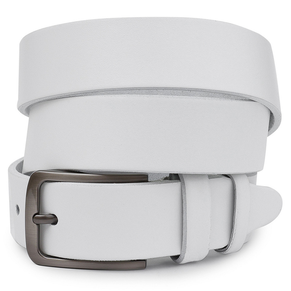 Кожаный ремень унисекс Vintage 20724 Белый Киев - изображение 1